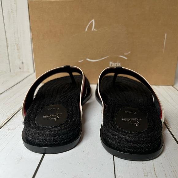Christian Louboutin Hot Flip Espadrille Flip Flop Sandal Black Multi Sz 40 / 7 - Picture 11 of 13